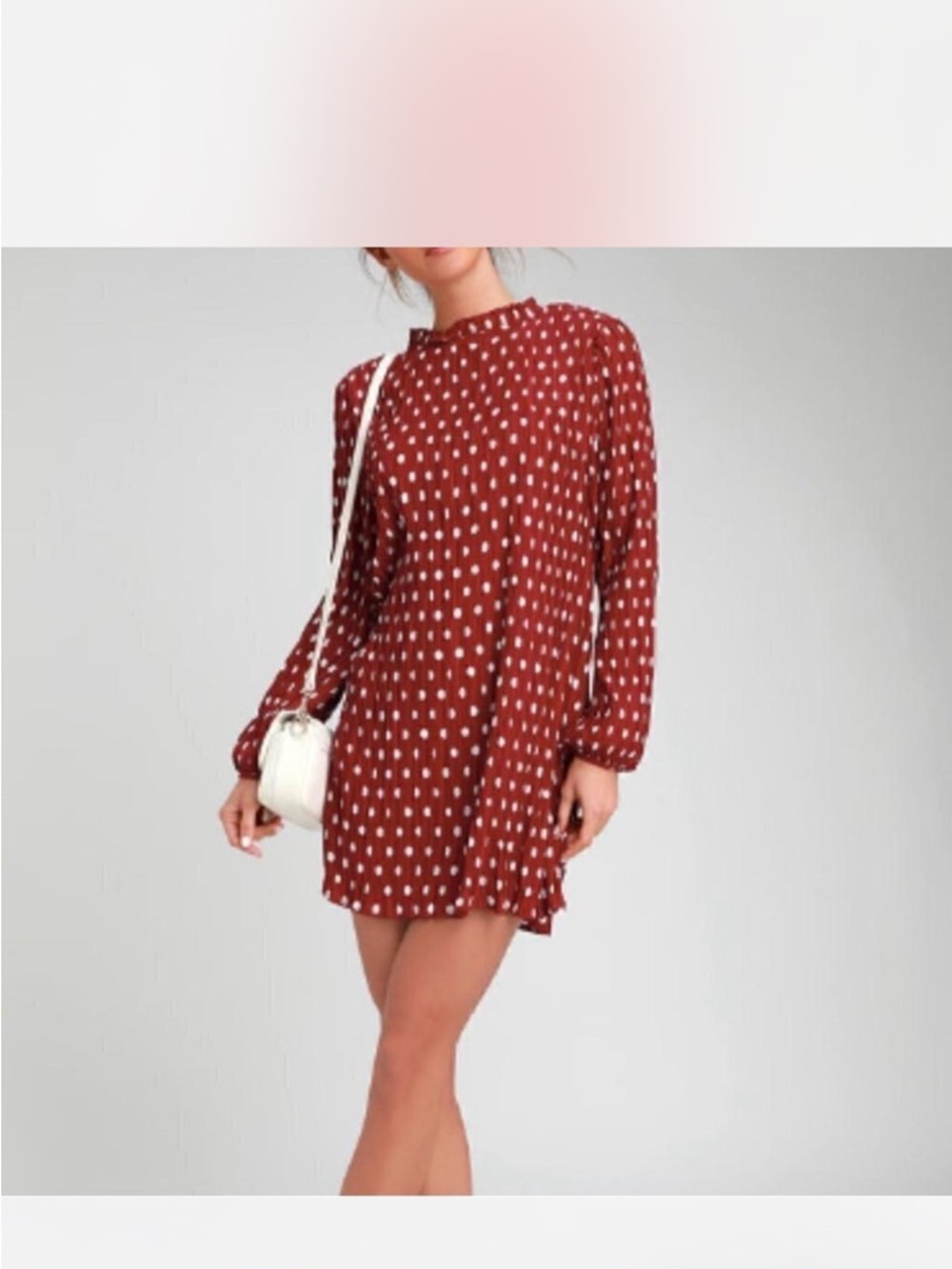 Lulu's Rust Polka Dot Long Sleeve Mini Dress